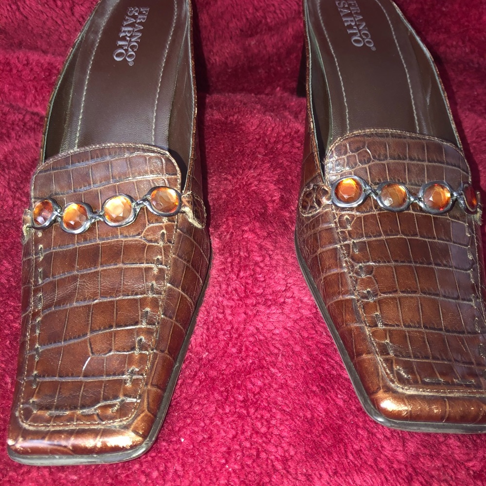Franco Sarto brown mules size 10.5 M 3 inch heel